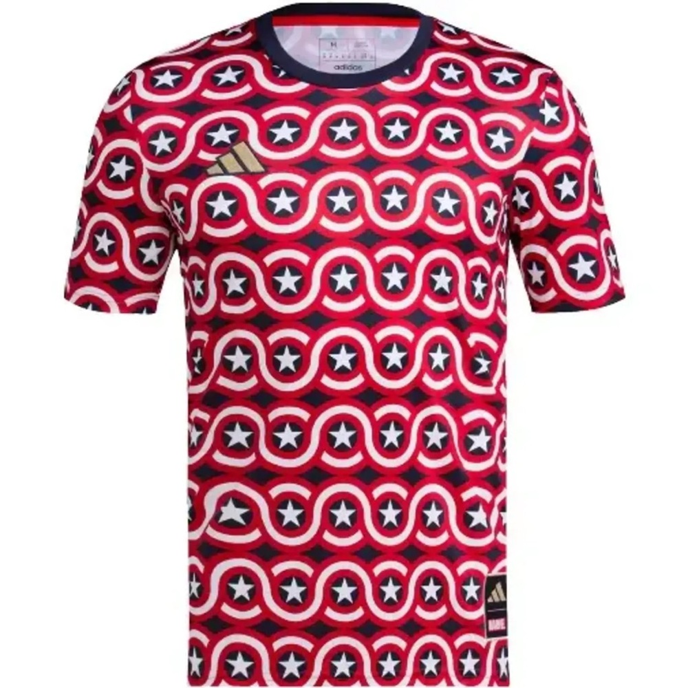 adidas Captain America MARVEL MLS Prematch Soccer, Slim Fit Jersey Large